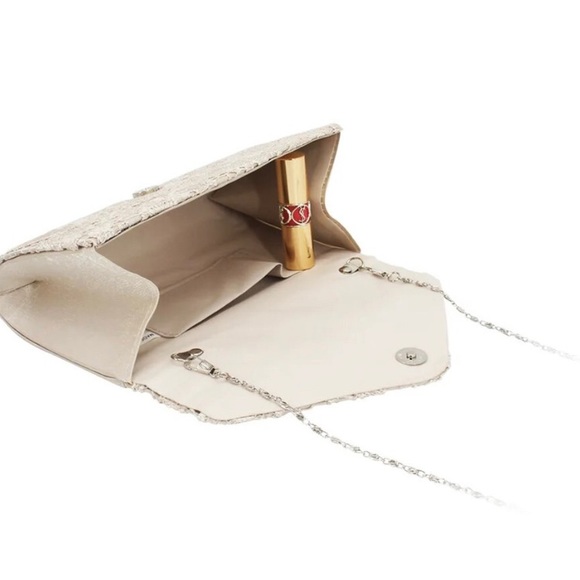 🍀NWOT Premium Lace Paisley Floral Fabric Satin Envelope Flap Clutch Evening Bag - Picture 5 of 6